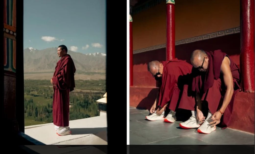 40 nhà sư Ladakh mang giày chạy bộ trong quảng cáo PUMA