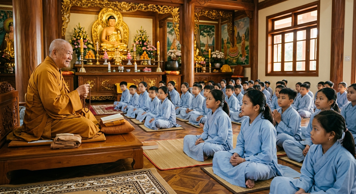 Giảng sư thuyết pháp tại Giảng đường Chùa Chuông