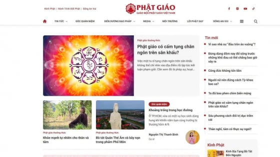 Bố cục mới trang chủ Cổng thông tin Phật giáo Việt Nam